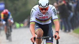 Dutch Mathieu van der Poel of Alpecin-Deceuninck competes in the 'E3 Classic' one day cycling race, in Harelbeke, on March 22, 2024. 
Tim De WAELE / Belga / AFP