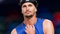 epa11650706 Alexander Zverev of Germany reacts during his Men's Singles ound of 16 match against David Goffin of Belgium at the Shanghai Masters tennis tournament in Shanghai, China, 09 October 2024.  EPA/ALEX PLAVEVSKI