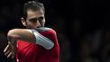Croatia’s Marin Cilic gestures during the men's single semi-final tennis match between Australia and Croatia of the Davis Cup tennis tournament at the Martin Carpena sportshall, in Malaga on November 25, 2022. 
JORGE GUERRERO / AFP