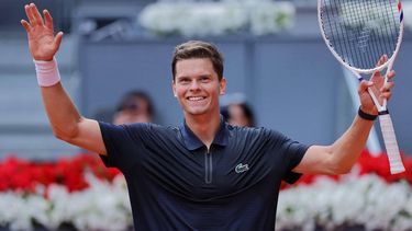 Belgium's Alexander Blockx celebrates beating Norway's Casper Ruud during their 2026 ATP Tour Madrid Open tennis tournament quarter-final singles match at the Caja Magica in Madrid, on April 30, 2026. 
Thomas COEX / AFP