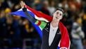 HEERENVEEN - Jenning de Boo juicht na het winnen van het Nederlandse kampioenschap sprint schaatsen tijdens de tweede dag in Thialf. ANP VINCENT JANNINK
