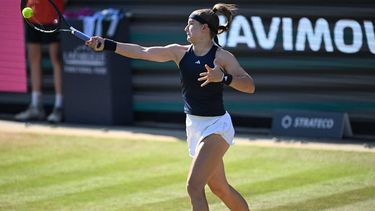 Czech Republic's Karolina Muchova returns the ball to Denmark's Clara Tauson during the women's singles quarter-final match of the WTA 500 Bad Homburg Open tennis tournament in Bad Homburg, western Germany on June 25, 2026. 
Kirill KUDRYAVTSEV / AFP