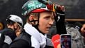 Team Bora's German rider Lennard Kamna talks to media after the third stage of the 2023 La Vuelta cycling tour of Spain, a 158,5 km race from Suria to Arinsal, in Andorra, on August 28, 2023. 
Pau BARRENA / AFP