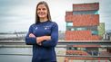 Belgian cyclist Lotte Kopecky poses for the photographers at a press conference of the SD Worx-Protime cycling team in Antwerp on February 21, 2024, ahead of the upcoming season of classic one day cycling races. 
LUC CLAESSEN / Belga / AFP