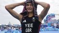 epa11511446 Alex Yee of Great Britain celebrates after the Men Individual race of the Triathlon competitions from a Metro entrance in the Paris 2024 Olympic Games, at the Pont Alexandre III in Paris, France, 31 July 2024.  EPA/TOLGA AKMEN