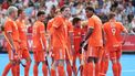 epa13200319 Players of Netherlands show disappointment after losing the FIH Hockey World Cup 2026 Men's 3rd place match between Netherlands and Argentina, in Wavre, Belgium, 30 August 2026.  EPA/OLIVIER HOSLET