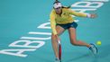 Elena Rybakina of Kazakhstan hits a return against Russia's Daria Kasatkina during their Women's Singles final match at the Mubadala Abu Dhabi Open tennis tournament in Abu Dhabi on February 11, 2024. 
RYAN LIM / AFP