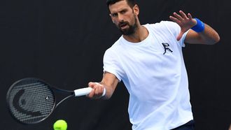 epa11796885 Novak Djokovic of Serbia trains during the Brisbane International at the Queensland Tennis Centre in Brisbane, Australia, 29 December 2024.  EPA/JONO SEARLE AUSTRALIA AND NEW ZEALAND OUT