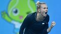 2023-10-21 14:51:50 Czech Republic’s Katerina Siniakova reacts after a point against Canada’s Leylah Fernandez during their women's singles semi-final match at the WTA Jiangxi Open tennis tournament in Nanchang, in China's central Jiangxi province on October 21, 2023. 
STR / AFP