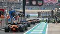 Cars line up to start the first practice session of the Formula One Chinese Grand Prix at the Shanghai International Circuit in Shanghai on March 21, 2025. 
HECTOR RETAMAL / AFP