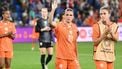 Netherlands' defender #18 Kerstin Casparij (C) acknowledges supporters as she reacts to her team's defeat at the end of the UEFA Women's Euro 2025 Group D football match between The Netherlands and France at the St. Jakob-Park Stadium in Basel, on July 13, 2025. 
SEBASTIEN BOZON / AFP