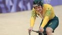 Australia's Matthew Richardson reacts after competing in a men's track cycling keirin quarter-final of the Paris 2024 Olympic Games at the Saint-Quentin-en-Yvelines National Velodrome in Montigny-le-Bretonneux, south-west of Paris, on August 11, 2024. 
Emmanuel DUNAND / AFP