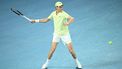 epa11844185 Jannik Sinner of Italy in action during the Men's Singles quarter-finals match against Alex de Minaur of Australia at the Australian Open Grand Slam tennis tournament in Melbourne, Australia, 22 January 2025.  EPA/JOEL CARRETT  AUSTRALIA AND NEW ZEALAND OUT