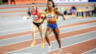 GLASGOW - N'ketia Seedo in actie op de 60 meter, op de tweede dag van de wereldkampioenschappen indooratletiek in Schotland. ANP ROBIN VAN LONKHUIJSEN