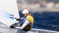 MARSEILLE - Zeilster Marit Bouwmeester in actie tijdens de ILCA 6 fleetraces op de Olympische Spelen. ANP SANDER KONING