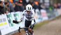 Dutch cyclist Marianne Vos crosses the finish line of the women's Elite race of the Superprestige Merksplas, third stage of the Superprestige cyclo-cross cycling tournament in Merksplas, Northern Belgium, on November 19, 2022. 
DAVID PINTENS / BELGA / AFP