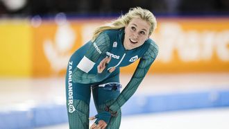HEERENVEEN - Merel Conijn in actie tijdens de 5000m vrouwen op de slotdag van het olympisch kwalificatietoernooi langebaanschaatsen in Thialf. ANP ROBIN VAN LONKHUIJSEN