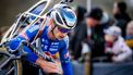 Belgian Quinten Hermans competes in the men's elite race of the 'Duinencross' cyclocross cycling race, stage 5/8 in the X2O Badkamers Trophy, in Koksijde on January 4, 2024. 
JASPER JACOBS / Belga / AFP
