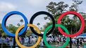 epa11224047 The Olympic Rings logo, promoting the Paris 2024 Summer Olympic Games, are on display in the fan experience area during the third round of The Players Championship golf tournament at TPC Sawgrass in Ponte Vedra Beach, Florida, USA, 16 March 2024.  EPA/ERIK S. LESSER