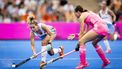 MONCHENGLADBACH - Pien Sanders van Nederland in actie tegen Selin Oruz van Duitsland tijdens de finale tussen Nederland en Duitsland op het EK Hockey in het HockeyPark stadion. ANP SEM VAN DER WAL