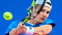 Dutch Jesper de Jong returns the ball to Canada's Felix Auger Aliassime during their men's singles semi-finals tennis match at the Open Occitanie ATP World Tour in Montpellier, southern France on February 1, 2025.  
Sylvain THOMAS / AFP