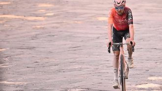 Tom Pidcock, team Ineos Grenadiers, finishes fourth the 18th one-day classic 'Strade Bianche' (White Roads) cycling race between Siena and Siena, Tuscany, on March 2, 2024. 
Marco BERTORELLO / AFP
