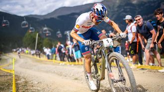epa11577573 Tom Pidcock from Great Britain, 3rd, in action during the UCI Cross Country Men Elite, XCO,  Mountain Bike World Championship, on Sunday, September 1, 2024, in Pal Arinsal, Andorra.  EPA/MAXIME SCHMID