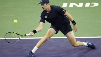 epa11946212 Van De Zandschulp of the Netherlands in action against Nick Kyrgios of Australia during the BNP Paribas Open tennis tournament in Indian Wells, California, USA, 06 March 2025.  EPA/JOHN G. MABANGLO