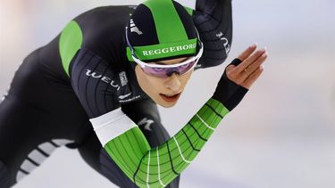 HEERENVEEN - Femke Kok in actie op de 500 meter tijdens de eerste dag van het Nederlandse kampioenschap sprint schaatsen in Thialf. ANP VINCENT JANNINK