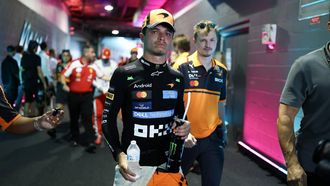 McLaren's British driver Lando Norris exits the driver hospitality area after winning the 2026 Miami Formula One Sprint at Miami International Autodrome in Miami Gardens, Florida, on May 2, 2026.  
CHARLY TRIBALLEAU / AFP