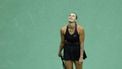 Belarus's Aryna Sabalenka reacts during her women's singles second round tennis match against Russia's Polina Kudermetova on day four of the US Open tennis tournament at the USTA Billie Jean King National Tennis Center in New York City, on August 27, 2025. 
CHARLY TRIBALLEAU / AFP