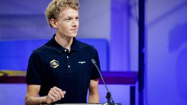 AMSTERDAM - Koen Bouwman tijdens de teampresentatie van de wielerploegen van Team Jumbo-Visma 2023. ANP SEM VAN DER WAL