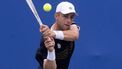 2023-08-06 17:44:59 epa10788331 Tallon Griekspoor of the Netherlands hits against Daniel Evans of Britain in the men's final of the Mubadala Citi DC Open, in Washington, DC, USA, 06 August 2023. Gauff won the match 6-2, 6-3.  EPA/MICHAEL REYNOLDS