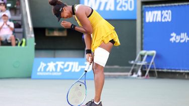 Japan's Naomi Osaka reacts after beating Netherlands' Suzan Lamens in their women's singles match at the Japan Open tennis tournament in Osaka on October 15, 2025. 
PAUL MILLER / AFP