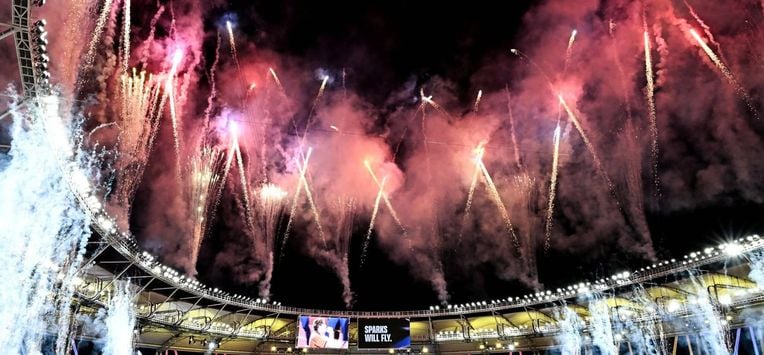 Fireworks explode at the end of the World Athletics Ultimate Championship at the Gyula Zsivotzky National Athletics Centre, in Budapest on September 13, 2026. 
Jewel SAMAD / AFP
