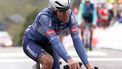 epa11284453 French rider Axel Laurance of Alpecin-Deceuninck after crossing the finish line in 18th place in the Fleche Wallonne cycling race over 198.6km from Charleroi to Huy, Belgium, 17 April 2024.  EPA/FRANCOIS WALSCHAERTS