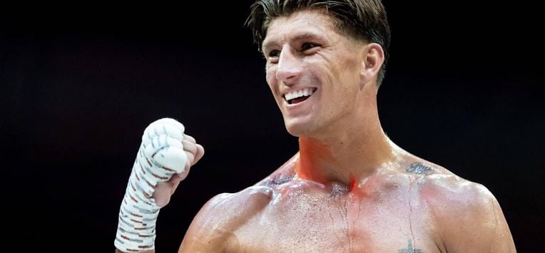 ROTTERDAM - Bokser Gradus Kraus tijdens zijn gevecht tegen de Engelsman Theo Brooks in het Topsportcentrum. De 24-jarige Nederlander is de headliner van het evenement Boxing Gladiators. IRIS VAN DEN BROEK / ANP