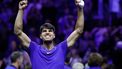 Spain's Carlos Alcaraz of Team Europe celebrates at the end of the 2024 Laver Cup tennis tournament in Berlin, Germany on September 22, 2024. Spain's Carlos Alcaraz won the last match of the tournament 6-2, 7-5 against USA's Taylor Fritz of Team World. Team Europe won 13-11 against Team World. 
Odd ANDERSEN / AFP