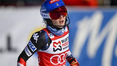 epa11211060 USA's Mikaela Shiffrin reacts in the finish area during the second run of the Women's Slalom race at the FIS Alpine Skiing World Cup in Are, Sweden, 10 March 2024.  EPA/Pontus Lundahl  SWEDEN OUT