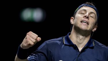 ROTTERDAM - Tallon Griekspoor in actie tegen Lorenzo Musetti (ITA) op de eerste dag van het tennistoernooi ABN AMRO Open in Ahoy. ANP SANDER KONING