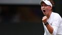 Czech Republic's Barbora Krejcikova celebrates winning the first set against Italy's Jasmine Paolini during their women's singles final tennis match on the thirteenth day of the 2024 Wimbledon Championships at The All England Lawn Tennis and Croquet Club in Wimbledon, southwest London, on July 13, 2024. 
HENRY NICHOLLS / AFP