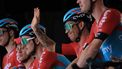 2023-07-14 12:35:05 epa10745396 Australian rider Caleb Ewan of team Lotto Dstny waves at the start of the 13th stage of the Tour de France 2023, a 138kms race from Chatillon-Sur-Charlaronne to Grand Colombier, France, 14 July 2023.  EPA/CHRISTOPHE PETIT TESSON