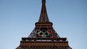 The Olympic rings are seen on the Eiffel Tower on June 7, 2024, ahead the upcoming Paris 2024 Olympic Games. 
Ludovic MARIN / AFP