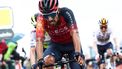 INEOS Grenadiers' Colombian rider Daniel Felipe Martinez reacts as he crosses the finish line during the seventh stage of the 75th edition of the Criterium du Dauphine cycling race, 148km between Port de Savoie to Col de la Croix de Fer - Saint Sorlin, France, on June 10, 2023. 
Anne-Christine POUJOULAT / AFP