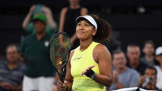 epa11051627 Naomi Osaka of Japan reacts after winning her match against Tamara Korpatsch of Germany during their round one match on Day 2 of the 2024 Brisbane International at the Queensland Tennis Centre in Brisbane, Australia, 01 January 2024.  EPA/JONO SEARLE  AUSTRALIA AND NEW ZEALAND OUT