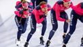 HEERENVEEN - Ondermeer Suzanne Schulting en Merijn Scheperkamp van Team Essent tijdens een training in Thialf in aanloop naar de Daikin NK Afstanden. ANP VINCENT JANNINK