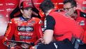 epa12161809 Ducati Lenovo Team rider Marc Marquez of Spain in the garage during the qualifying for the Motorcycling Grand Prix of Aragon in Teruel, Spain, 07 June 2025. The 2025 Motorcycling Grand Prix of Aragon will be held at MotorLand Aragon racetrack on 08 June 2025.  EPA/JAVIER CEBOLLADA