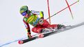 epa12480635 Julia Scheib from Austria in action during the first run of the Womens Giant Slalom race of the FIS Alpine Ski World Cup season opener on the Rettenbach glacier, in Soelden, Austria, 25 October 2025.  EPA/GIAN EHRENZELLER