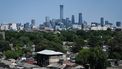 A general view shows the city's skyline and traditional Hutong alleyway houses in Beijing on June 5, 2026. 
Jade GAO / AFP
