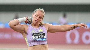 Netherlands' Jessica Schilder competes in the women's shot put event during the Shanghai/Keqiao Diamond League athletics meeting in Keqiao, Shaoxing in China's eastern Zhejiang province on May 16, 2026. 
HECTOR RETAMAL / AFP